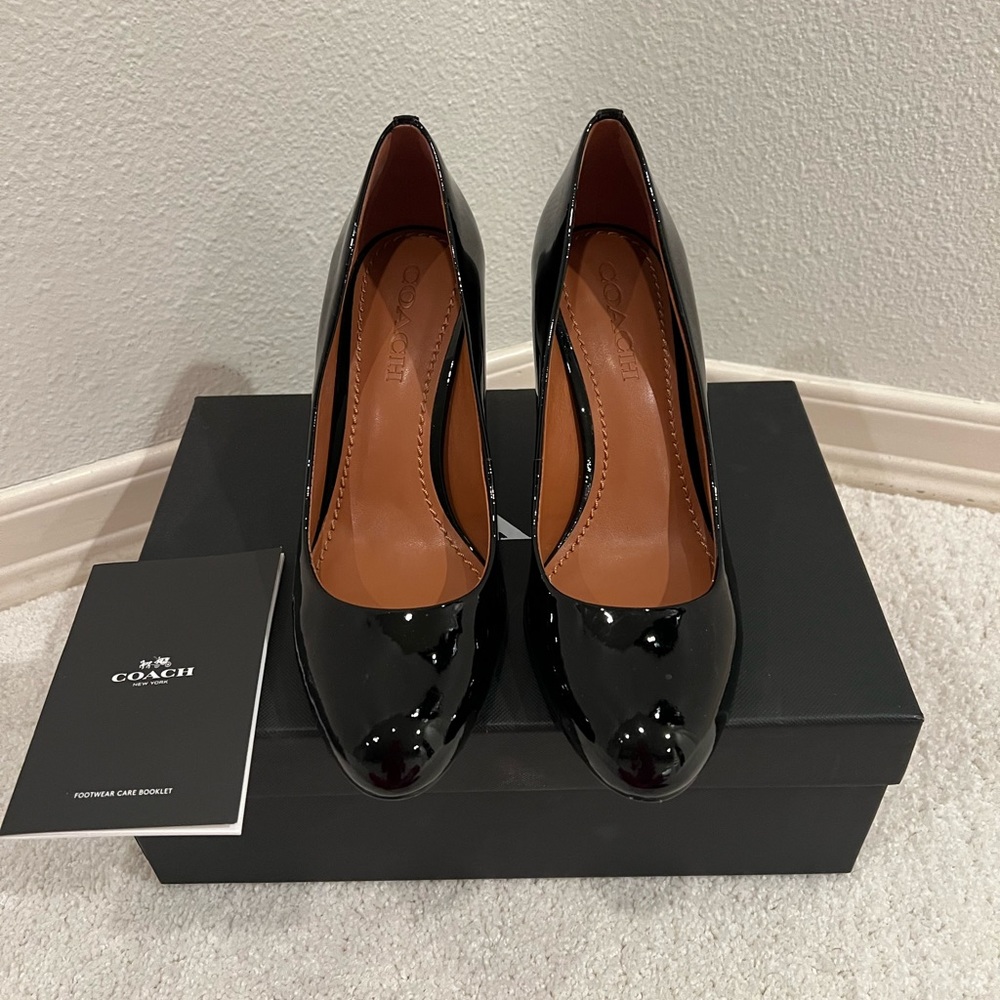 Coach patent leather almond toe pump